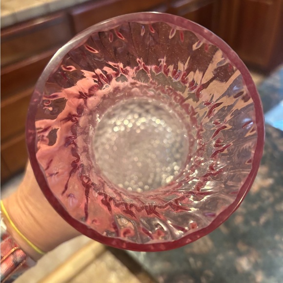 Vintage Pink Textured Glass Vase - Picture 3 of 3